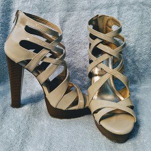 Beige Platform Heels, Dollhouse, Size 6.5
